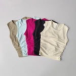 Women's Summer Nude I-Shaped Yoga Sports Vest Slimming Quick Dry Pleated Top for Fitness And Sports Activity