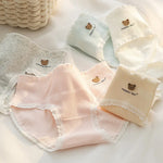 1/5PCS M-XL NEW Cute Cartoon Girl Student Underwear Cat Pants Mid-waist Graphene Cotton File Trackless Briefs Wholesale
