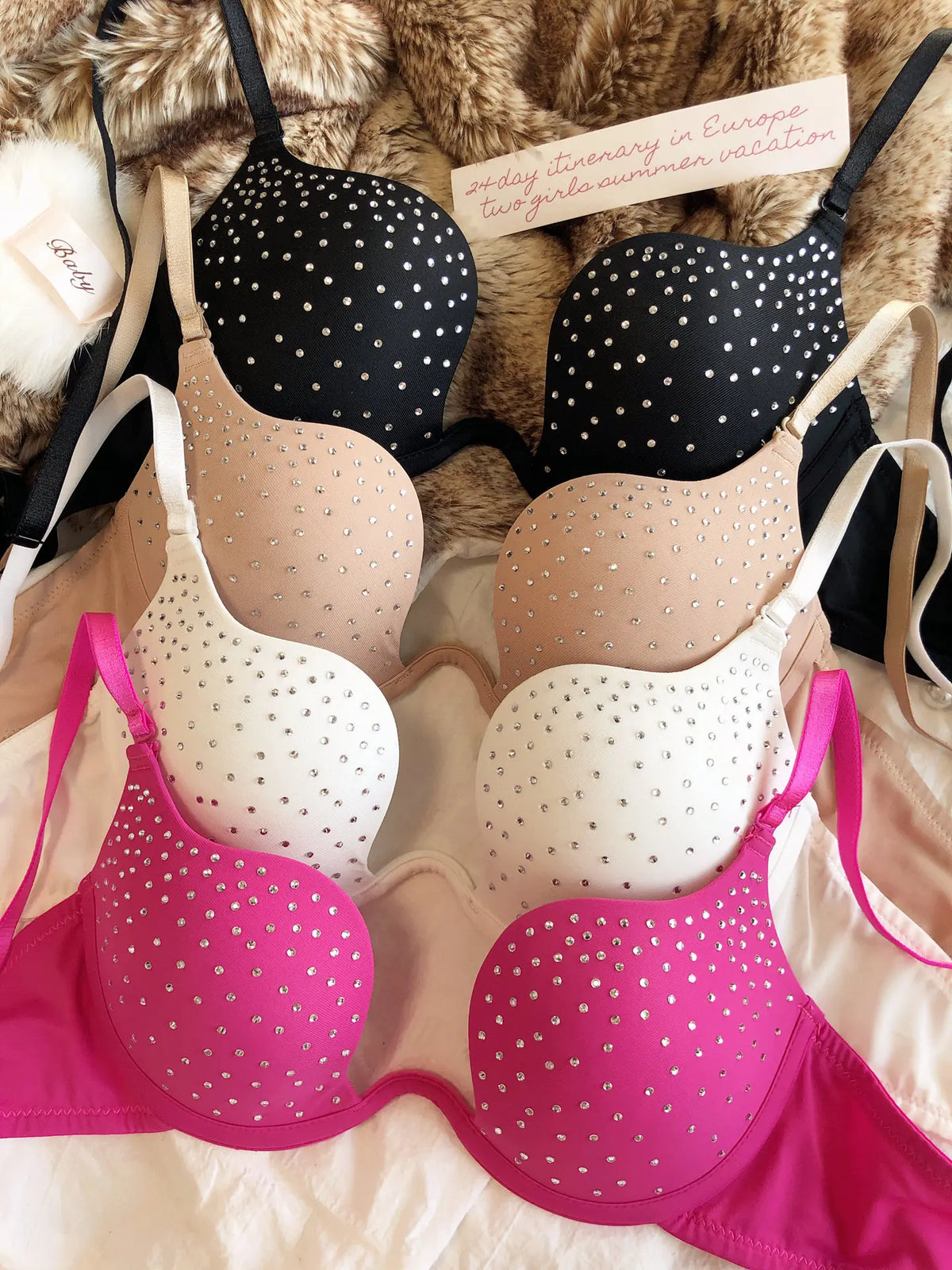 Fashion Hot Drill Lingerie Sexy Women Push Up Bra Shining Zircon Decoration Brassiere Invisible U-shaped Thickened Cup Underwear
