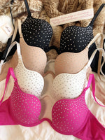 Fashion Hot Drill Lingerie Sexy Women Push Up Bra Shining Zircon Decoration Brassiere Invisible U-shaped Thickened Cup Underwear