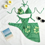 Halter 3 Pieces Sexy Bikini With Mini Skirt Women Swimsuits Female Swimwear Bathing Suit Swimming Suits Cover Up Beach Biquini