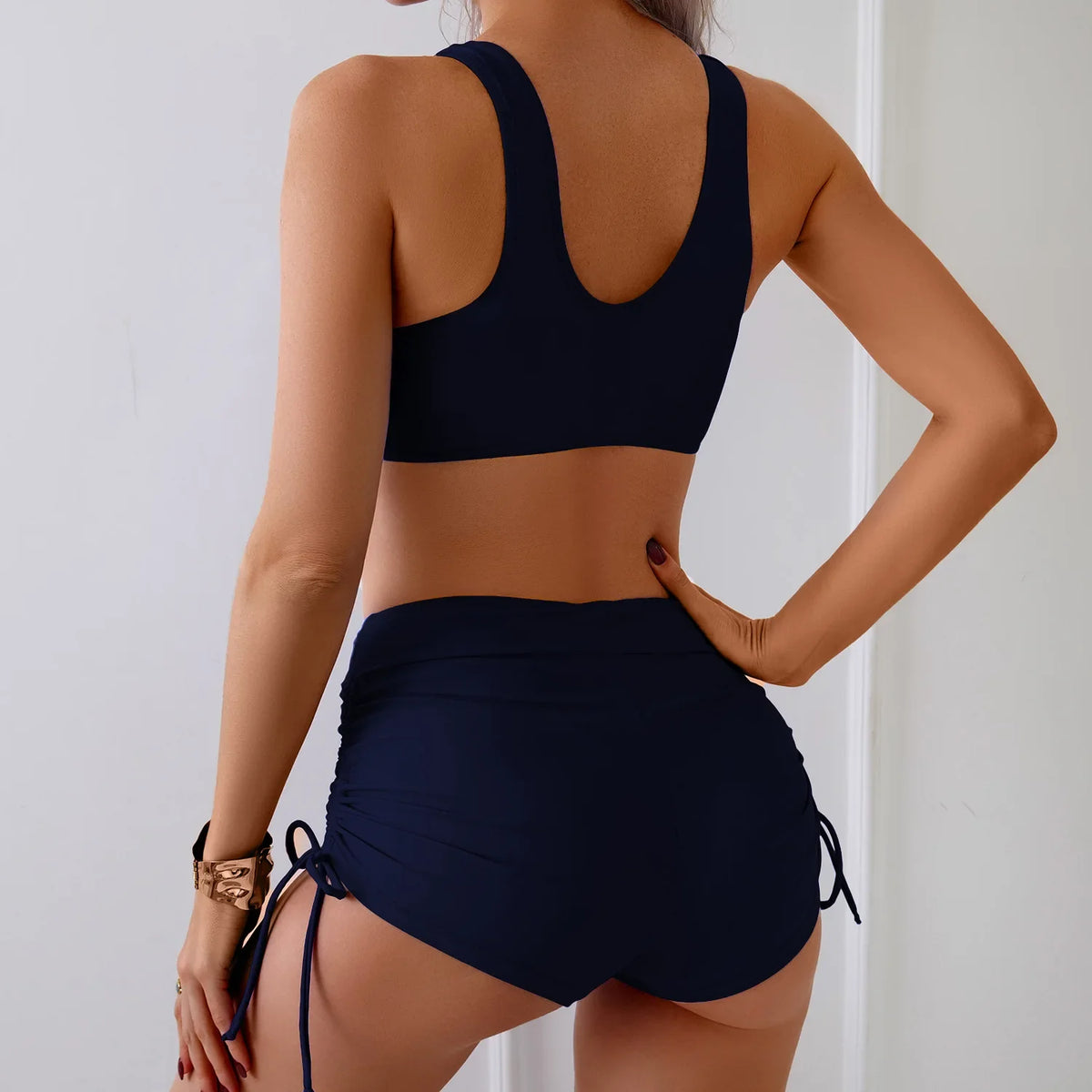 Sexy High Waist Bikini 2026 Women Swimsuit Two Pieces Swimwear Female Bikinis Set Black Blue Bathing Suits Brazilian Biquini