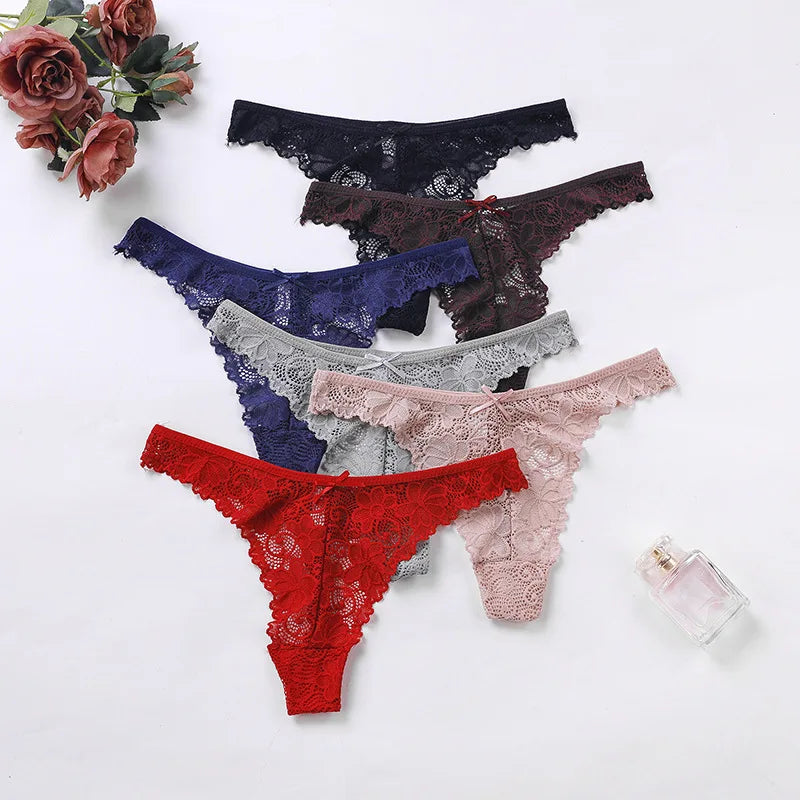 Lace Thong Women Lace Low Waist Panties Sexy Transparent Underwear Ladies Briefs Lingere Panty Underware Womens Lingerie