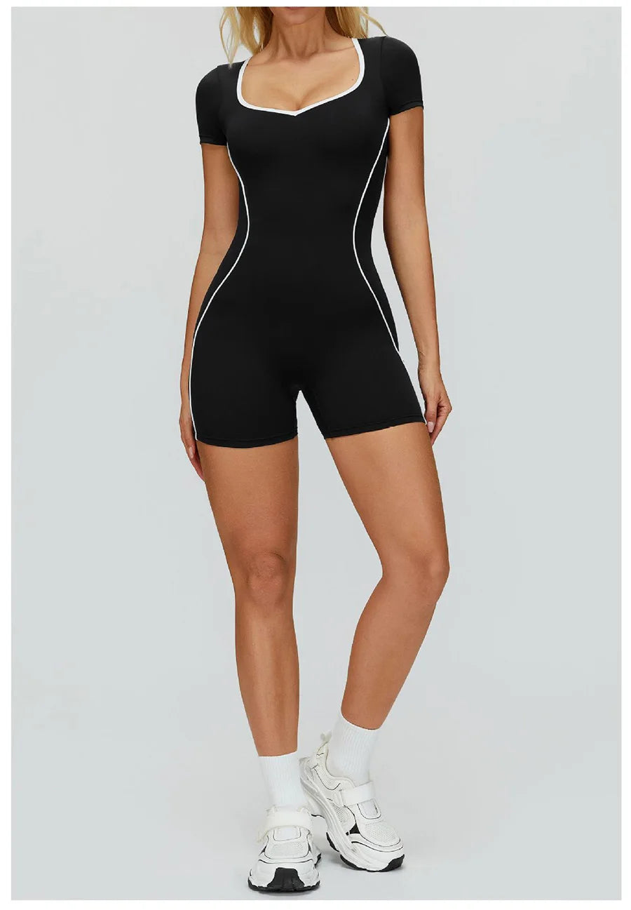 New Jumpsuit Yoga Shorts Backless Hollow Fitness Sportswear Workout Leggings One Piece Suits Sports Bodysuit Gym Women Clothes