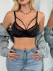 Sexy Women's Rhinestone Mesh Bra Modern V-Neck Strappy Cross Underwear Skin-friendly Push up Bra