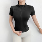 Casual Slim Sports Coat For Women Short Sleeve Solid Zipper Tops Female Cycling Running Yoga Outfit Clothes Summer Sport Jacket