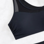 Sexy Black Bikini Women Swimsuit Two Piece Swimwear High Waisted Bikinis Set One Shoulder Bathing Suits Brazilian Biquini Mesh