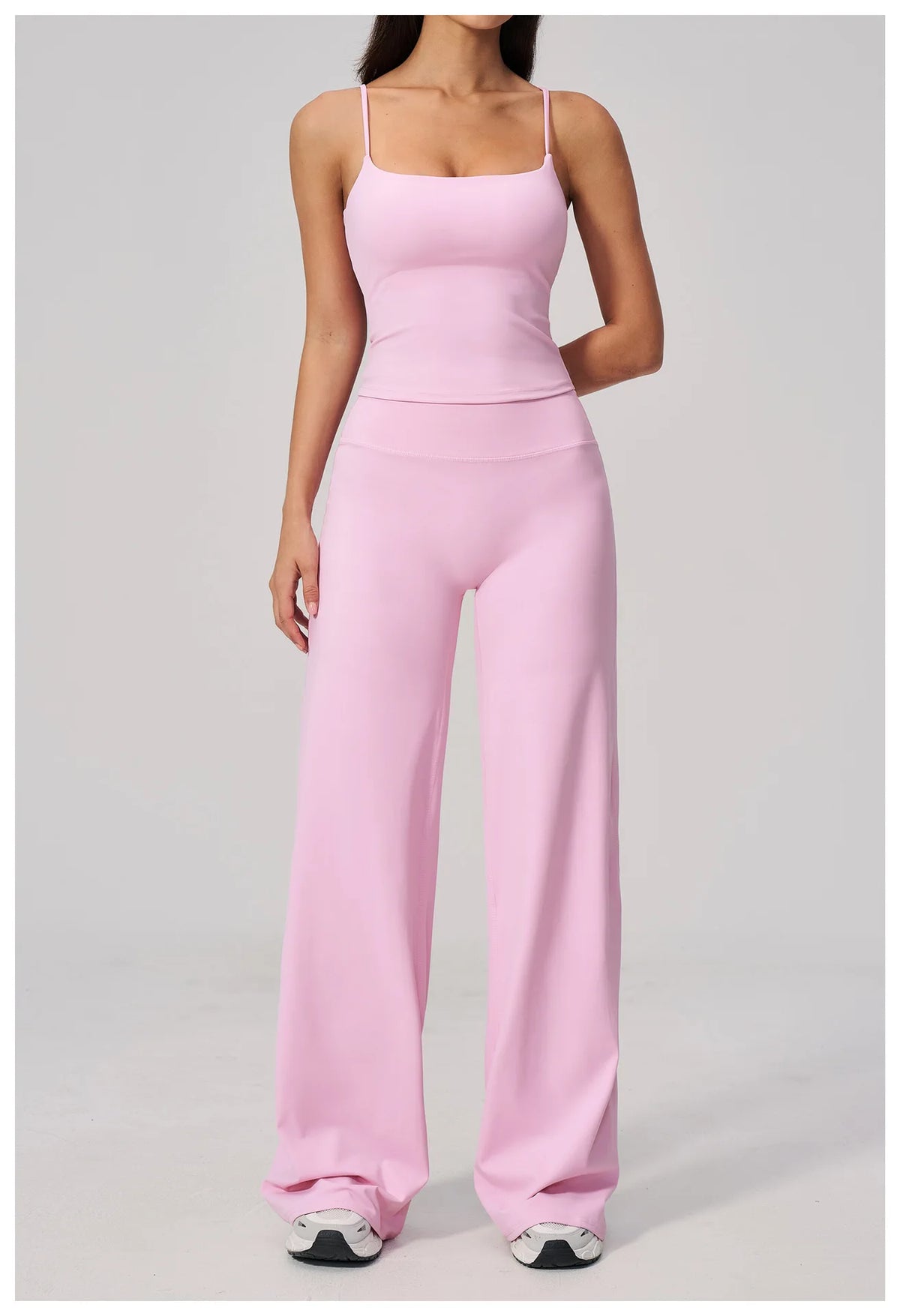 Yoga Suit Gym Fitness Set Hanging Neck Slim Sports Tank Top High Waist Wide Leg Pants Tracksuit Outdoor Running Athletic Wear