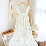2026 Summer New Style Nightdress Ladies 100% Cotton Crepe Thin Vest Suspender Skirt Loose Long Skirt Sweet And Cute Home Skirt