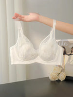 MOYISU French Pure Desire Sexy Rabbit Ears Cup Ultra-thin Underwear Women's Big Breasts Show Small Anti-sag Bra Cover Summer