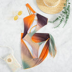 Sexy Orange Tie Dye Gradient One Piece Swimsuit 2025 Women One Shoulder Hollow Out Skirt Swimwear Bathing Suit Thong Monokini