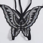 Double-Layer Thin Strap Sexy Thong Butterfly Embroidery Low Waist Sexy Bikini Pure Lace Sequins T-Shaped Panties Sexy G-strings