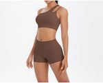 2PCS Yoga Set Women Gym Sports Suits Fitness Bra Crop Top Workout Clothes Female Athletic Wear Push Up Shorts Sportswear