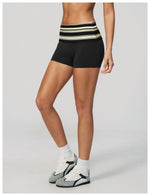 Summer Striped Polka Dot Contrast High Waist Yoga Shorts Hip Lifting Sports Tights Outdoor Workout Fitness Gym Running Pants