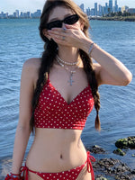 New 2026 Women's Bikini Dot Print Sets Sexy Triangle Cup Strap Split Hot Girl Swimsuit Bikini for Women Beach Hot Spring Suit