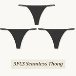 3PCS Seamless Thong Women Thin Strap Low Waist High Flexibility Panties Sexy Underwear Ladies Briefs T-back Comfortable Women