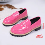 Patent Leather Thick Heels Loafers Women Spring New Mixed Color Med Heel Office Pumps Woman Plus Size 43 Slip On Single Shoes