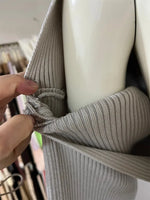 Trendix Knit Tank Top Sets For Women Fashion High Neck Vest And Long Sleeve Shawl 2 Piece Suits Sexy Backless Knitwear Top Femme