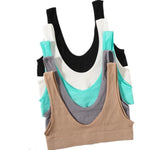 2Pcs/Set Women Non-wire Bra Crop Top Seamless Underwear Female Plunge Bra Tops Ribbed Sexy Lingerie Sports Intimates