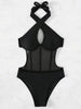 Halter Mesh Sheer Underwired One Piece Swimsuit Women Swimwear Female Backless Hollow Out Monokini High Cut Bathing Suit Swim