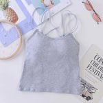Women Tank Crop Tops Female Crop Top Seamless Backless Summer Cropped Camis Removable Pads Lingerie Girls Camisole