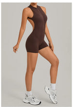 Women's Seamless Yoga Jumpsuits Sports Running Fitness Backless Sleeveless Hip-lifting One-piece Workout Gym Shorts Bodysuits