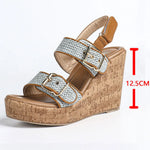 Summer Bohemian 2 Buckle Adjustable Straps Espadrille Wedge Sandals Women Leisure Roma Platform Beach Vacation High Heels Shoes
