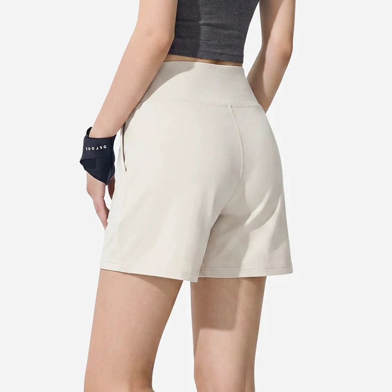 Women's High-Waisted Yoga Shorts with Pockets Quick-Drying Breathable for Summer Outdoor Training Running Pilates Fitness