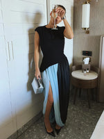 FDYOUI Elegant Solid Color Pleated Skirts for Women 2026 Chic High Slit Long Skirt High Street Office Lady Vacation Party Dress