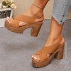 2026 New Plus Size High Heel Sandals Women's Block Heel Buckle Strap Casual FashionFish Mouth Shoes