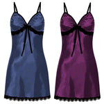 Women Sexy Sleepwear Sleeveless Nighties V-neck Nightgown Plus Size Nightwear Lace Nightdress Silk Satin Night Dress