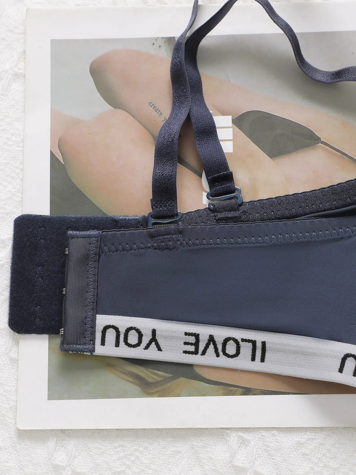 Women's sexy embroidered letter belt bra with steel ring gathering push up shoulder strap adjustable comfortable underwear B6070