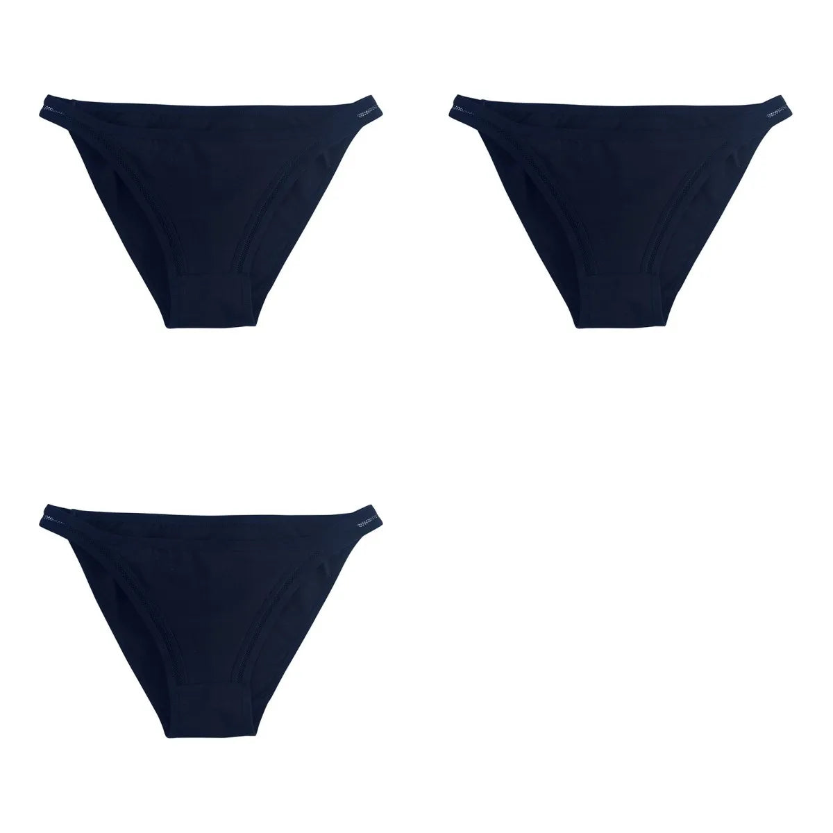 3Pcs/Set Women's Cotton Low-Rise Briefs with Mesh Side Panels Brazilian Panties Sexy Lingerie Comfy Breathable Underwear M-XL