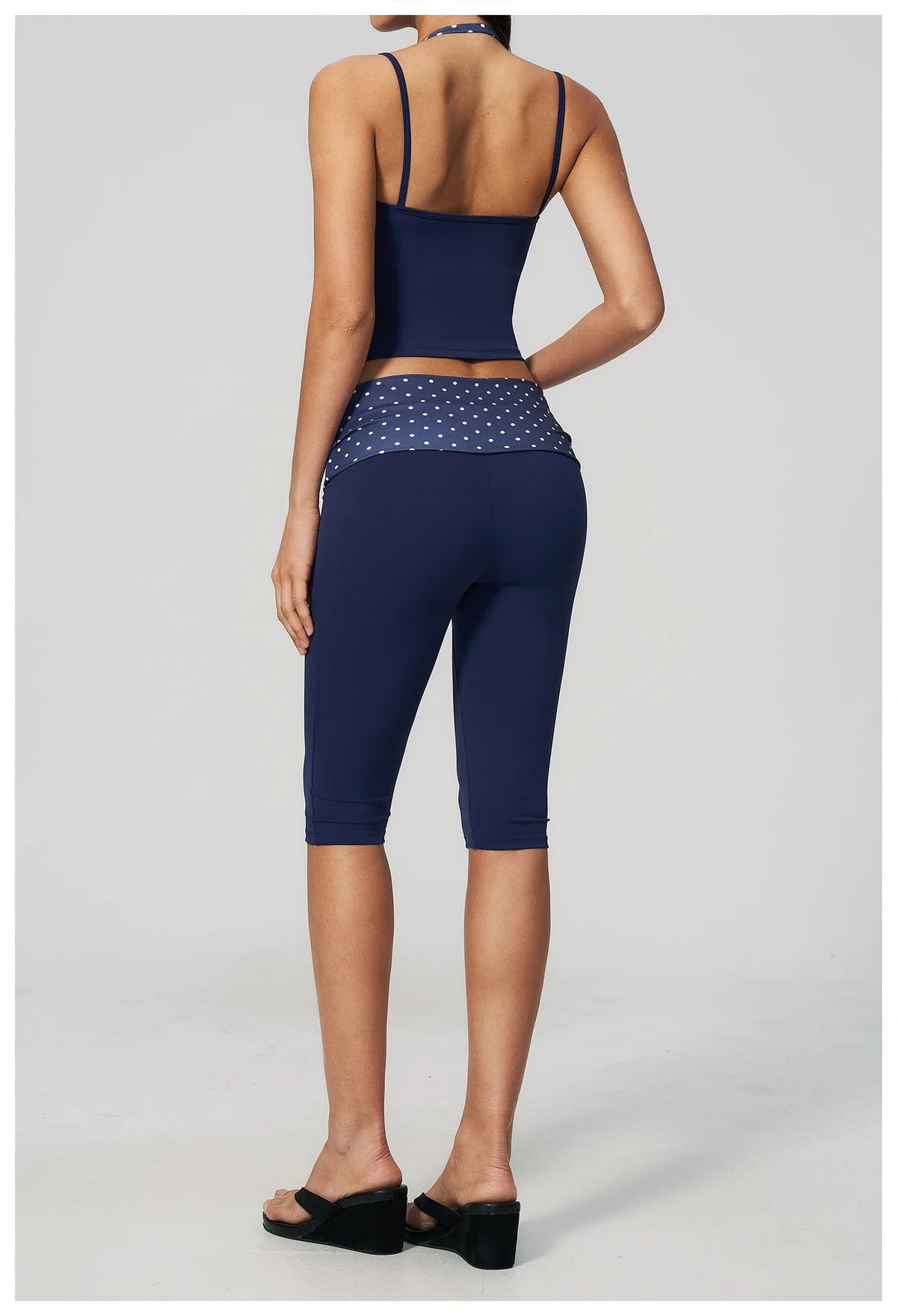 New Fake Two-piece Yoga Sets Women Striped Shock-absorbing Slim Sports Tank Top Fitness Suit Gym High Waist Mid Pants Tracksuit