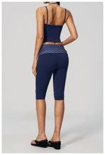 New Fake Two-piece Yoga Sets Women Striped Shock-absorbing Slim Sports Tank Top Fitness Suit Gym High Waist Mid Pants Tracksuit