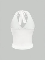 Leopard Printed V-neck Backless Halter Crop Top for Women Summer Sexy Y2K Sleeveless Ruched Top Streetwear
