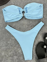 Sexy Fishnet Strapless Bandeau Bikini Women Swimsuit Female Swimwear Two-pieces Bikini set High Cut Bather Bathing Suit Swim