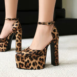 NASBAVI High Heeled Women's Sandals Buckle Pointed Toe Leopard Platform Shoes Woman Spring Design Sexy Elegant Gladiator Sandals