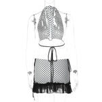 FDYOUI Women's Polka Dot Swimsuit 2026 Summer Halter Bandage Two-piece Bikinis Set Sexy Hollow Out Party Bathing Suit Beachwear