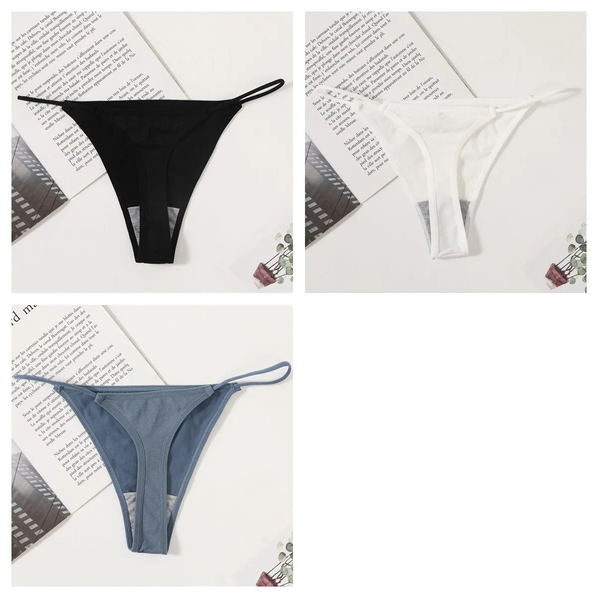 3Pcs/Set Women Panties G-String Seamless Underwear Low Rise Thongs Sexy Lingerie Female Thong G-String High Cut Panties