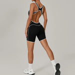 Summer New Gym Romper Padded Outdoor Sports Jumpsuit Hollow Open Back Yoga Suit Dance Sports Bodysuit Hip Lift Workout Yoga Sets