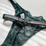 Rhinestone Lace Letter Sexy G String Women Panties Seamless Girls Underwear Transparent Thong For Female Low Rise Ladies Briefs