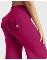 High Waist Pocket Yoga Pants for Women - Stretch Breathable Gym Workout Leisure Tummy Control Tights with Pockets