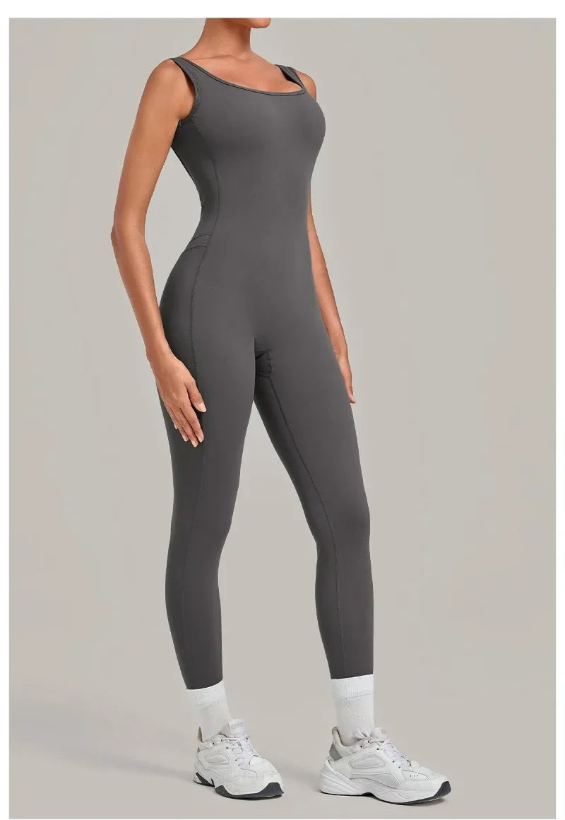 Women's Seamless Yoga Jumpsuits Fitness Sports Hip-lifting Beauty Back Sleeveless One-Piece Training Workout Running Bodysuits