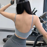 Women's yoga sports bra, small camisole vest integrated fixed gathering sports and fitness bra