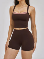 Naked Yoga Suit Workout Clothes Women Back Cross Shockproof Slim Sports Tank Top High Waist Short Fitness Suit Athletic Wear