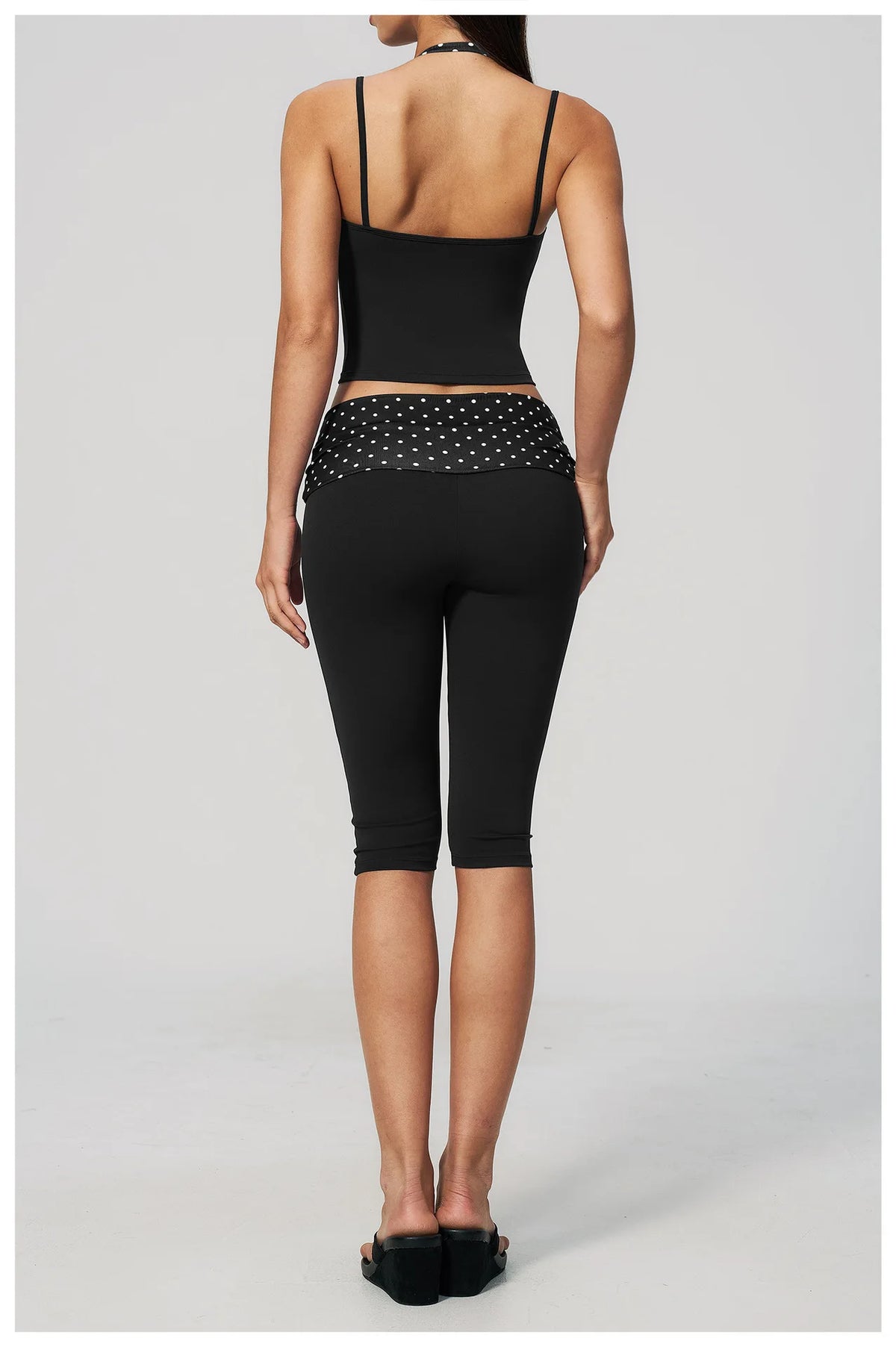 New Fake Two-piece Yoga Sets Women Striped Shock-absorbing Slim Sports Tank Top Fitness Suit Gym High Waist Mid Pants Tracksuit