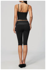 New Fake Two-piece Yoga Sets Women Striped Shock-absorbing Slim Sports Tank Top Fitness Suit Gym High Waist Mid Pants Tracksuit