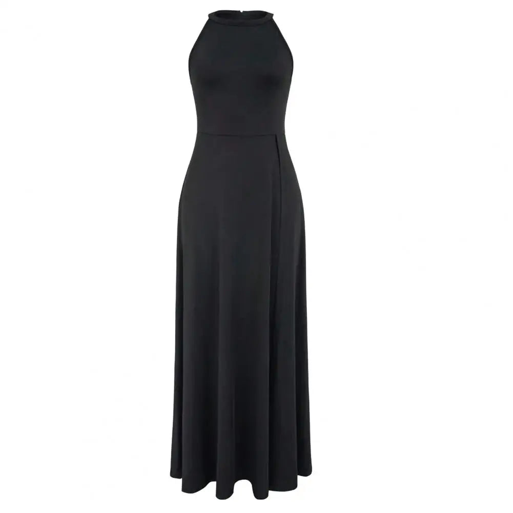 Sexy Evening Party Dress Women Summer High Slit Maxi Dress Halter Sleeveless Long Dress Wedding Guest Formal Dresses