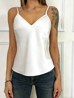 Elegant Solid Women Pajamas V Neck Sleeveless Loose Fit Basic Sleepwear Top Versatile Daily Layering Camisole